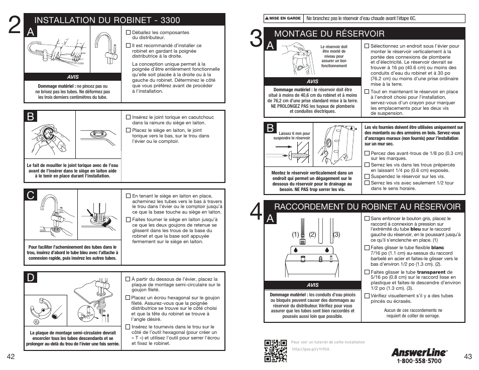 Ba c d, Installation du robinet - 3300 | InSinkErator HWT-F1000S Tank and Filter System User Manual | Page 22 / 26