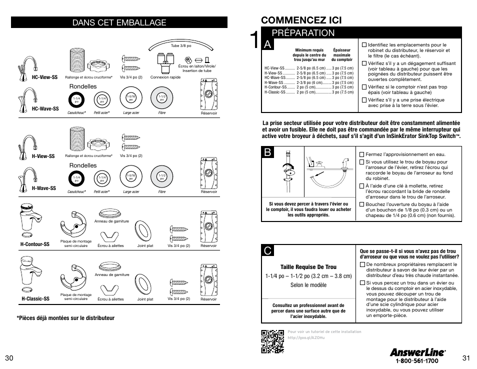 Commencez ici, Préparation, Dans cet emballage | InSinkErator Invite H-Contour-SS User Manual | Page 16 / 20