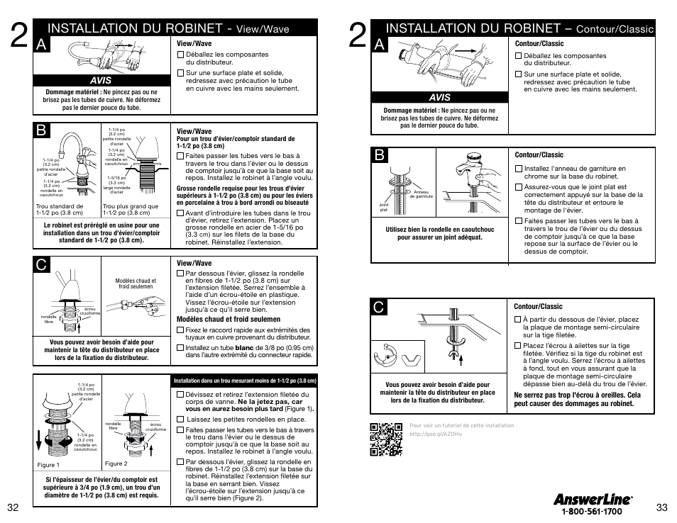 Installation du robinet, Contour/classic, View/wave | InSinkErator Invite H-Contour-SS User Manual | Page 17 / 20