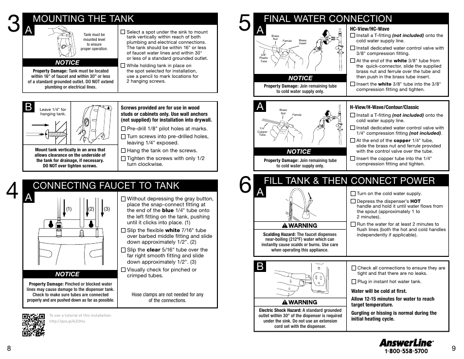 Ba a a, Mounting the tank connecting faucet to tank | InSinkErator Invite H-Contour-SS User Manual | Page 5 / 20