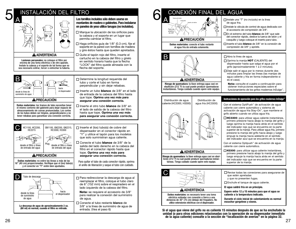 Conexión final del agua, Instalación del filtro, Peligro | InSinkErator SST-FLTR Tank and Fliter System User Manual | Page 14 / 25
