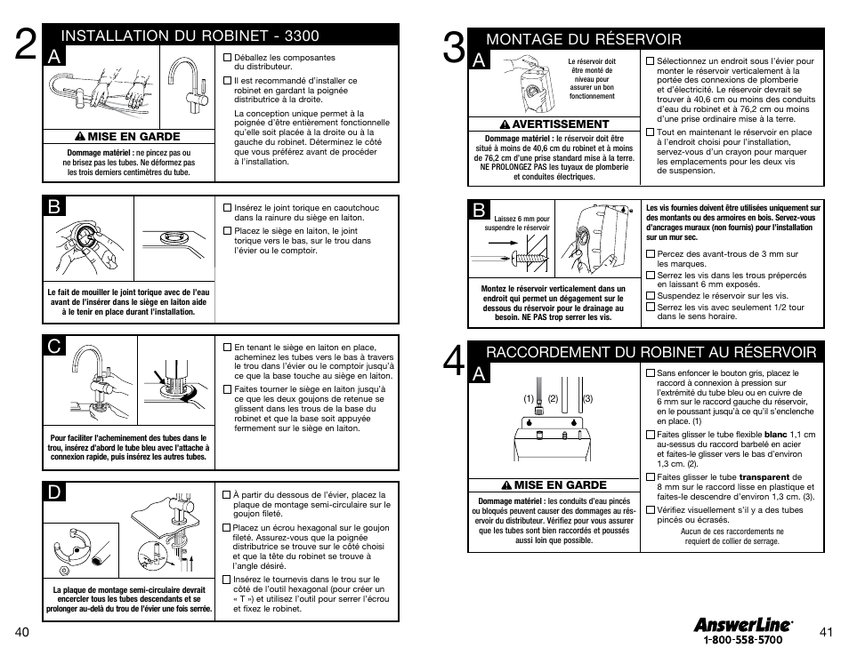 Ba c d, Installation du robinet - 3300 | InSinkErator SST-FLTR Tank and Fliter System User Manual | Page 21 / 25