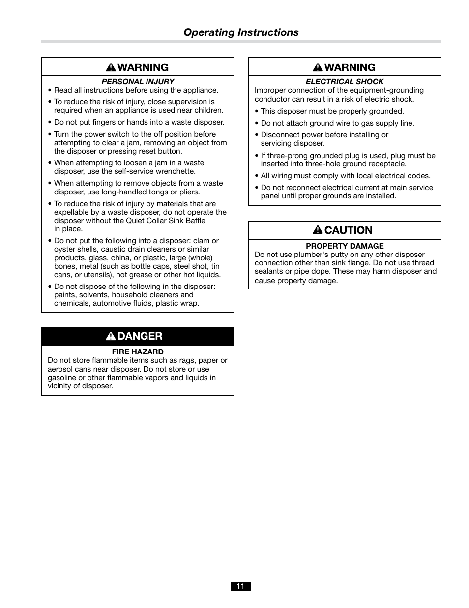 Operating instructions | InSinkErator LC-50 User Manual | Page 11 / 13