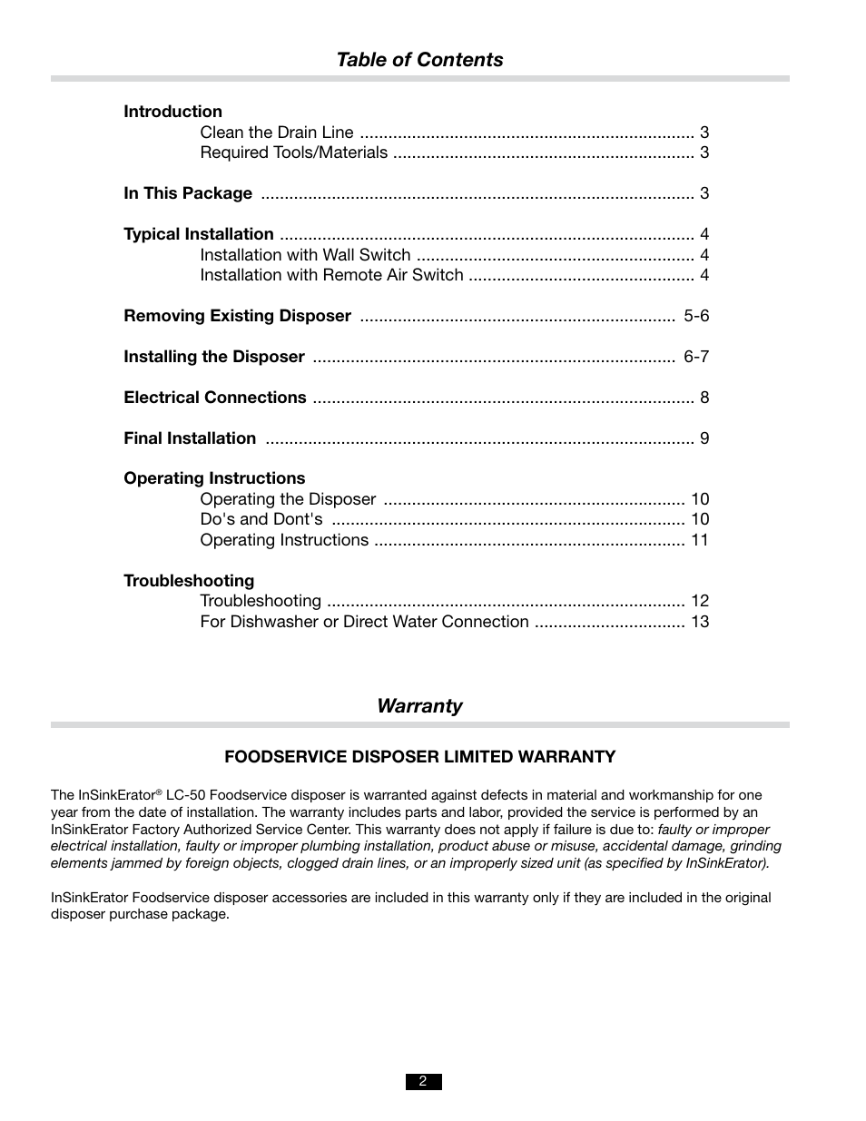 InSinkErator LC-50 User Manual | Page 2 / 13