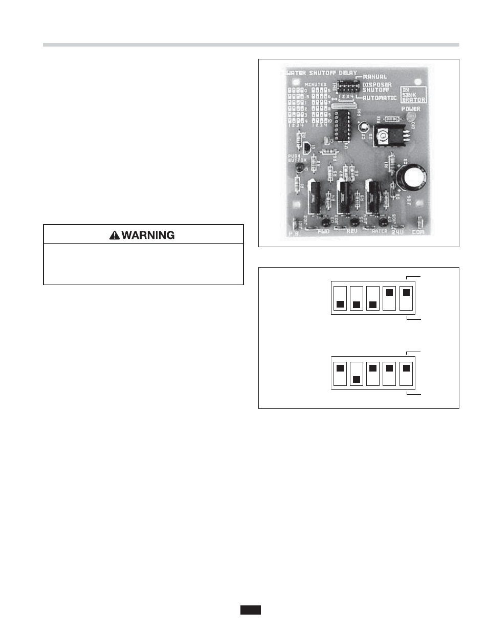 Operating instructions, Water shutoff delay adjustment, Automatic timed disposer shutoff | InSinkErator WX-300 User Manual | Page 14 / 30