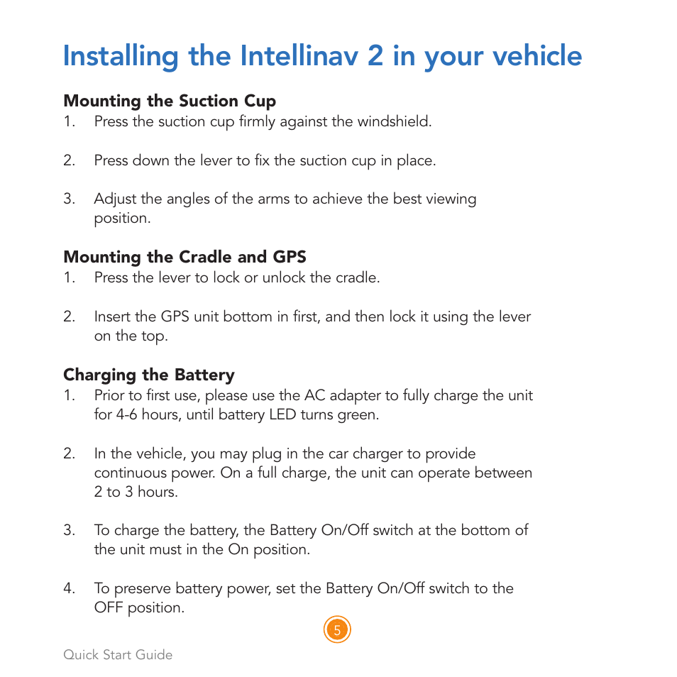 Installing the intellinav 2 in your vehicle | Intellinav 2 Quick Start User Manual | Page 7 / 16