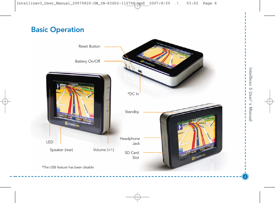 Basic operation | Intellinav 3 User Manual | Page 5 / 60