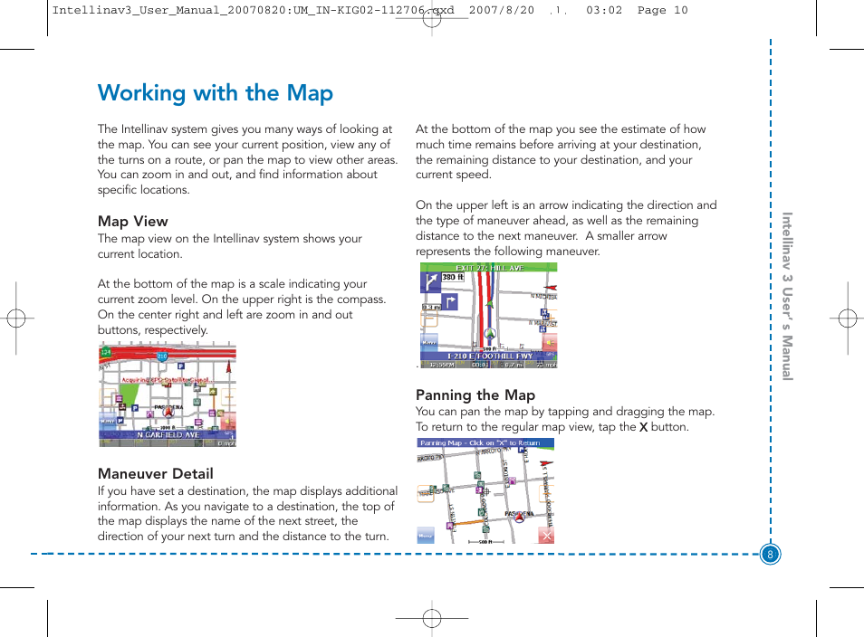 Working with the map | Intellinav 3 User Manual | Page 9 / 60