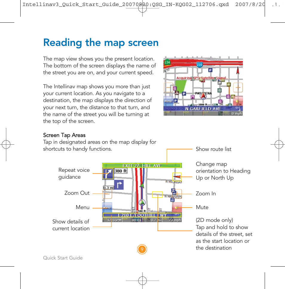 Reading the map screen | Intellinav 3 Quick Start User Manual | Page 10 / 24