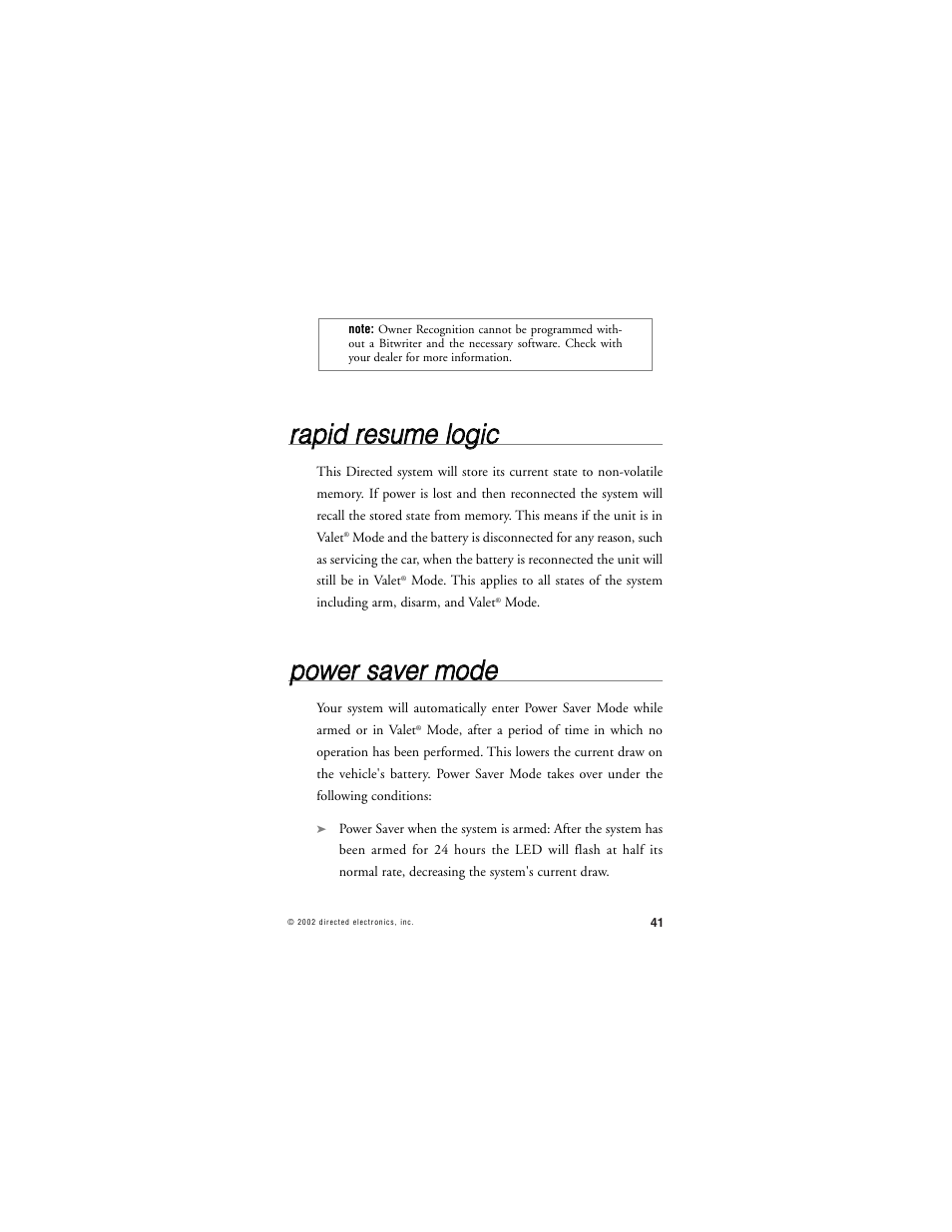 Rra ap piid d rre essu um me e llo og giic c, Ppo ow we err ssa avve err m mo od de e | CLIFFORD RSIII User Manual | Page 44 / 53