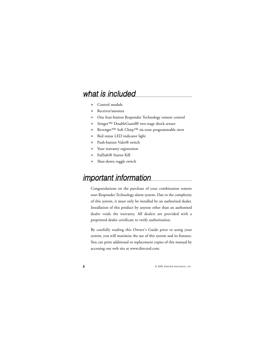 Wwh ha att iiss iin nc cllu ud de ed d | CLIFFORD RSIII User Manual | Page 7 / 53