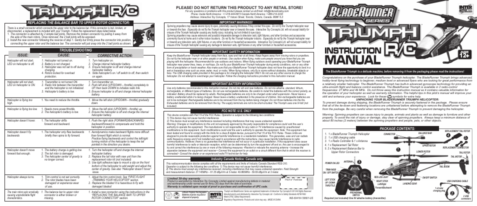 Interactive Toy Concepts Triumph User Manual | 2 pages