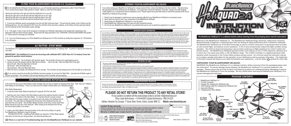 Interactive Toy Concepts Heliquad 2.4 User Manual | 2 pages