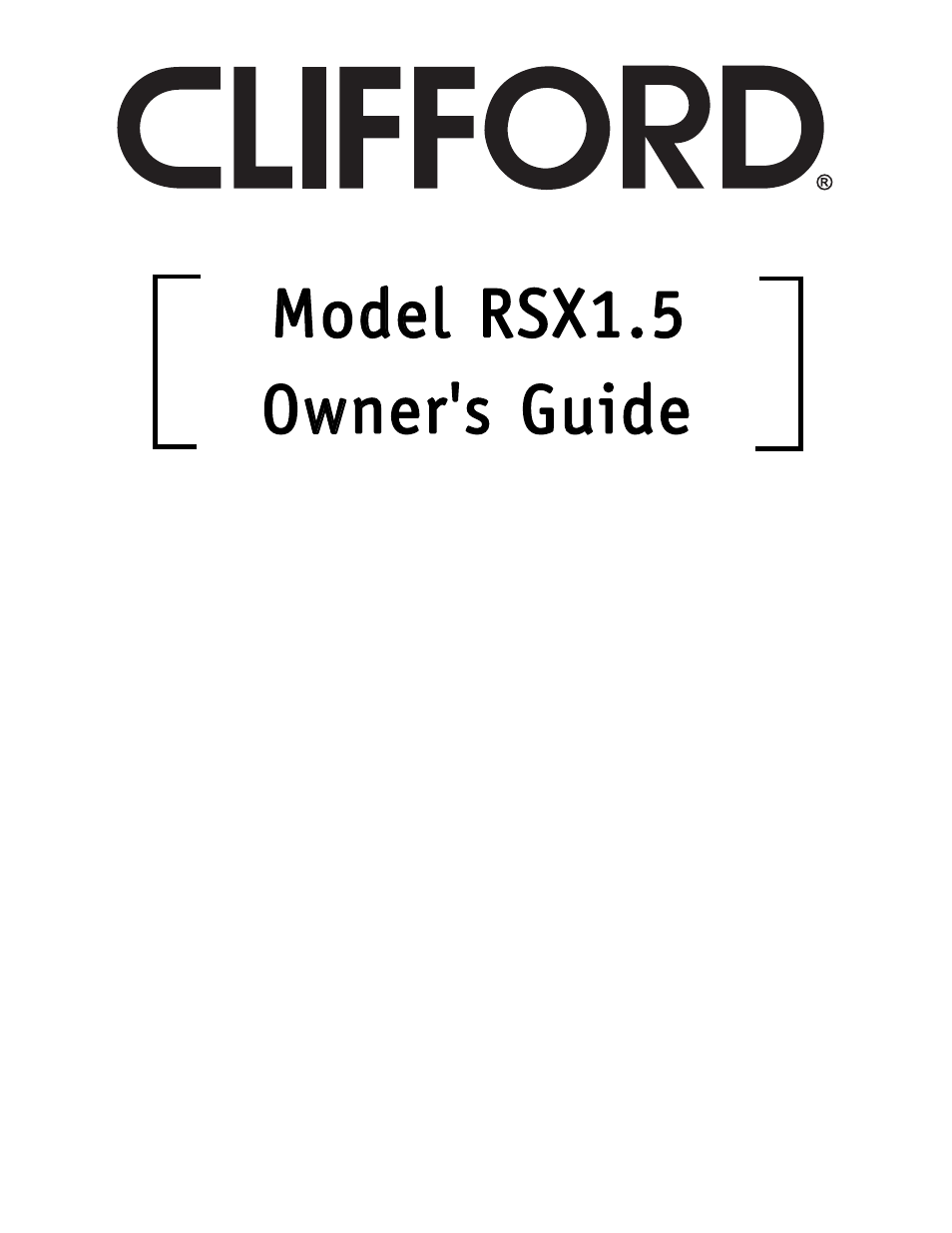 CLIFFORD Model RSX1.5 User Manual | 38 pages