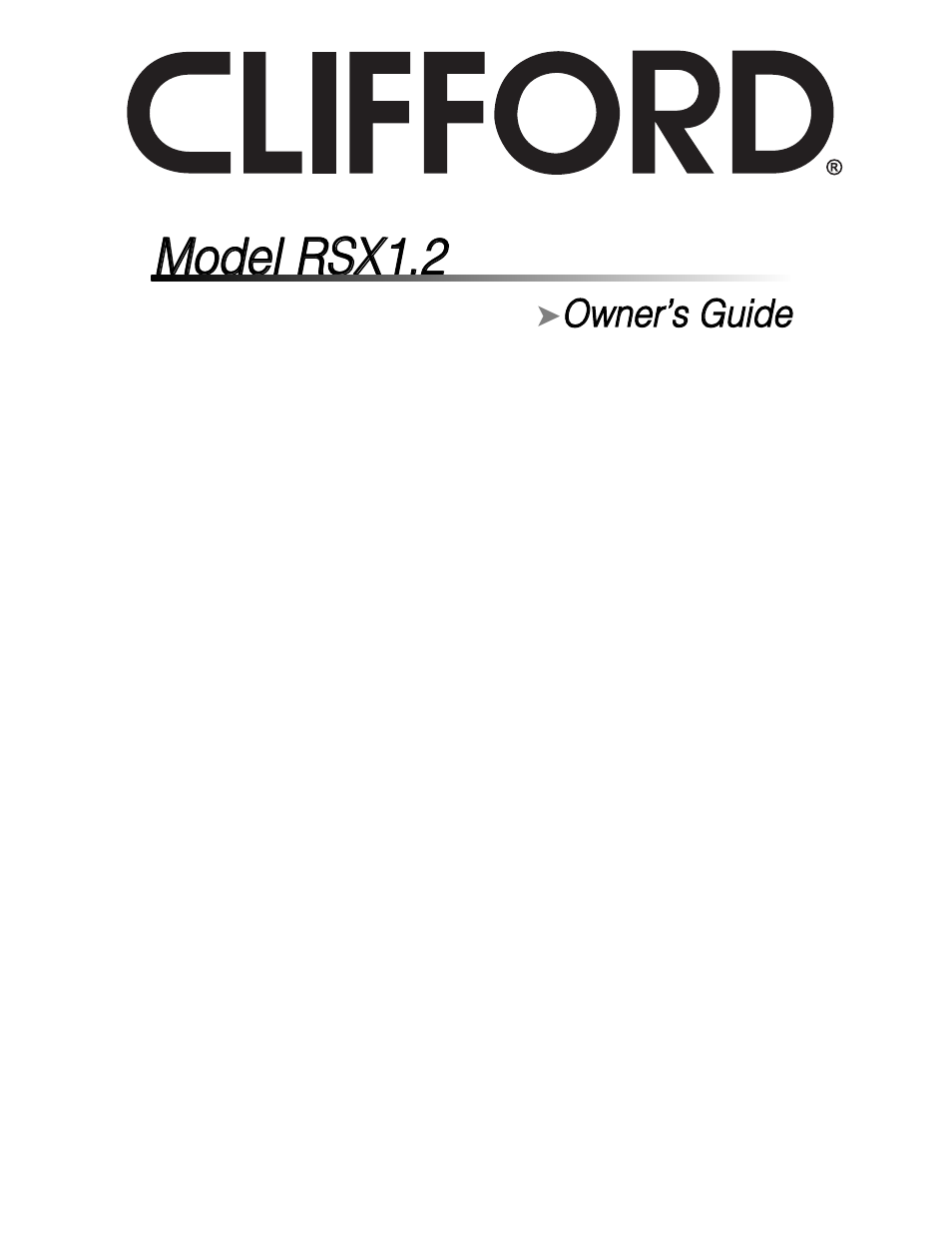 CLIFFORD Model RSX1.2 User Manual | 39 pages