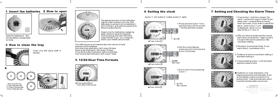 Loading the automatic pill dispenser | IVATION IVPILLDALL Pill Dispenser User Manual | Page 2 / 2
