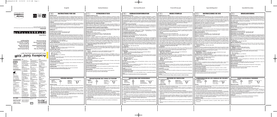 Ivoclar Vivadent Academy Gold XH User Manual | 2 pages