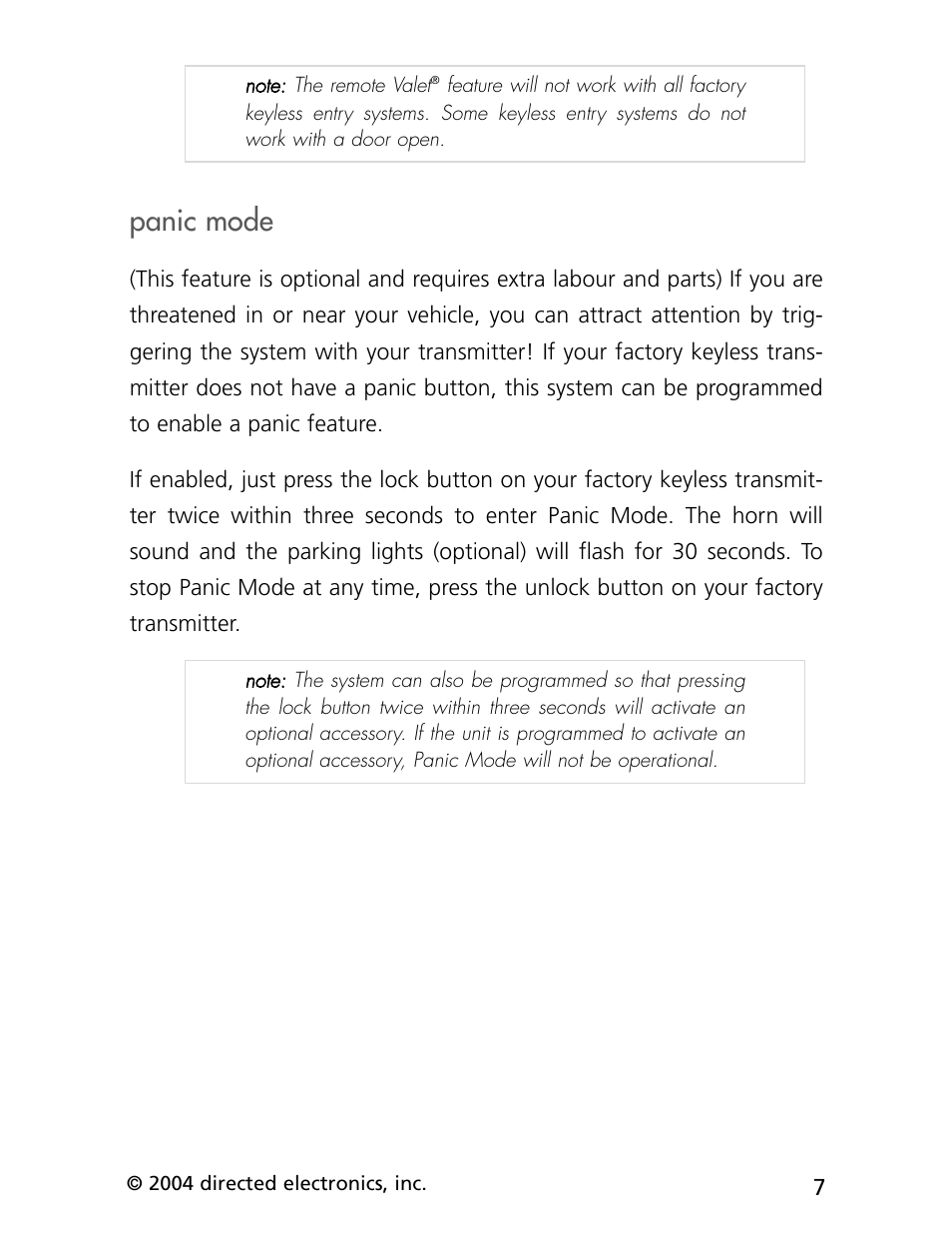 Panic mode | CLIFFORD cx-427 User Manual | Page 11 / 18