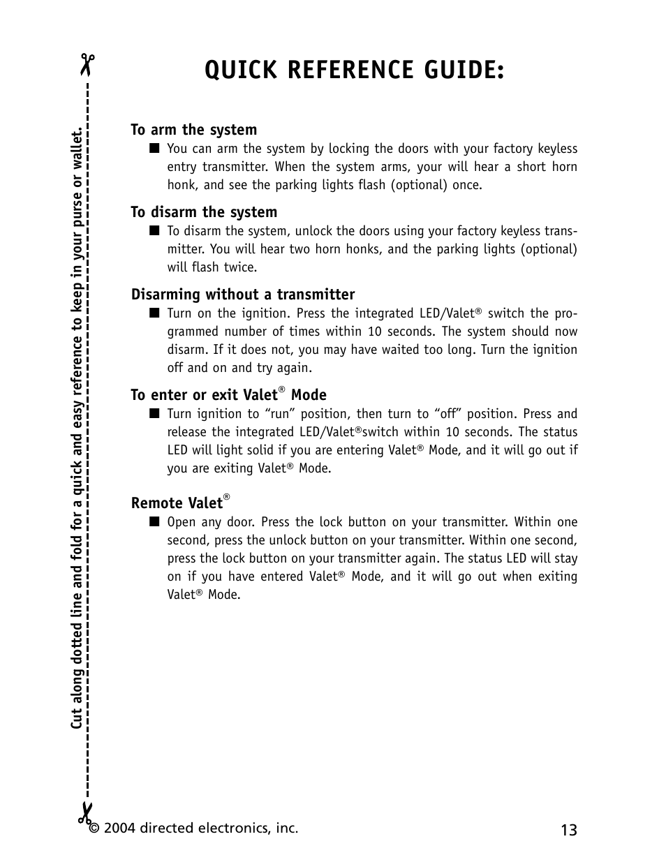 Quick reference guide | CLIFFORD cx-427 User Manual | Page 17 / 18