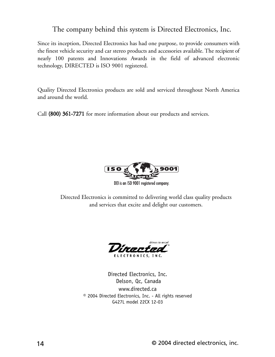 CLIFFORD cx-427 User Manual | Page 18 / 18