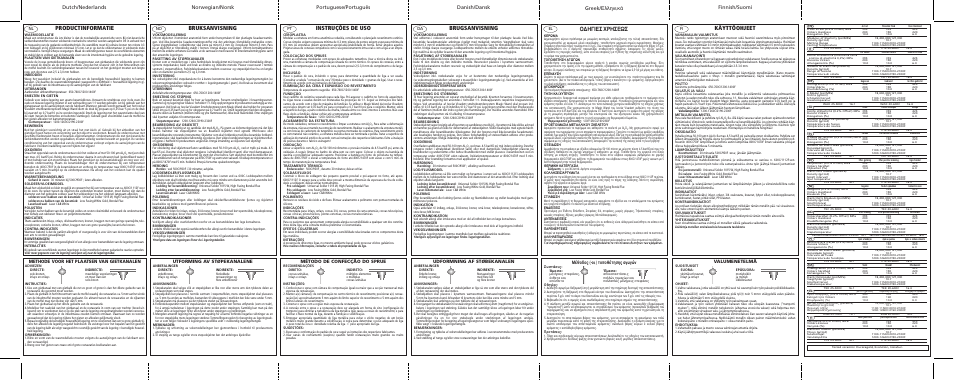 Productinformatie, Bruksanvisning, Instruções de uso | Brugsanvisning, Greek, Käyttöohjeet, Π∂™ ãƒ∏™eø, ª¤ıô‰ô˜ (-ôè) ùôôı¤ùëûë˜ ·áˆáòó, Valumenetelmä, Udformning af støbekanalen | Ivoclar Vivadent BioUniversal E User Manual | Page 2 / 2