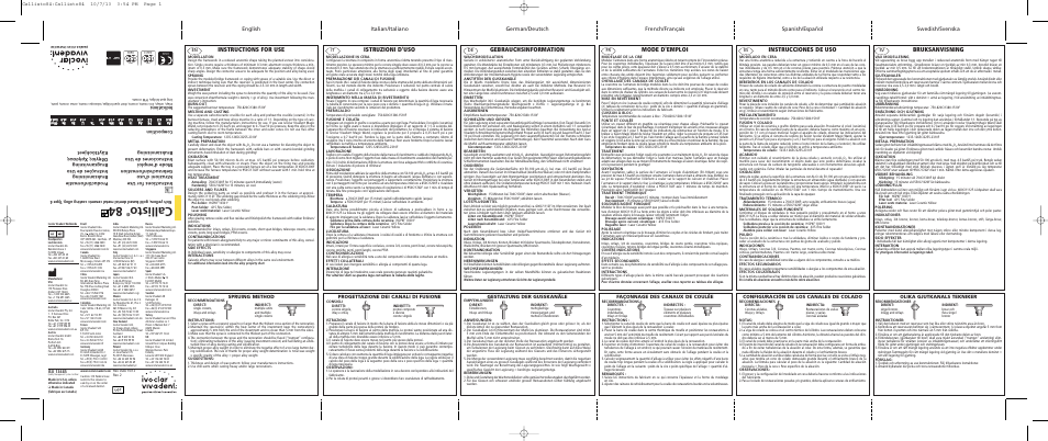 Ivoclar Vivadent Callisto 84 User Manual | 2 pages