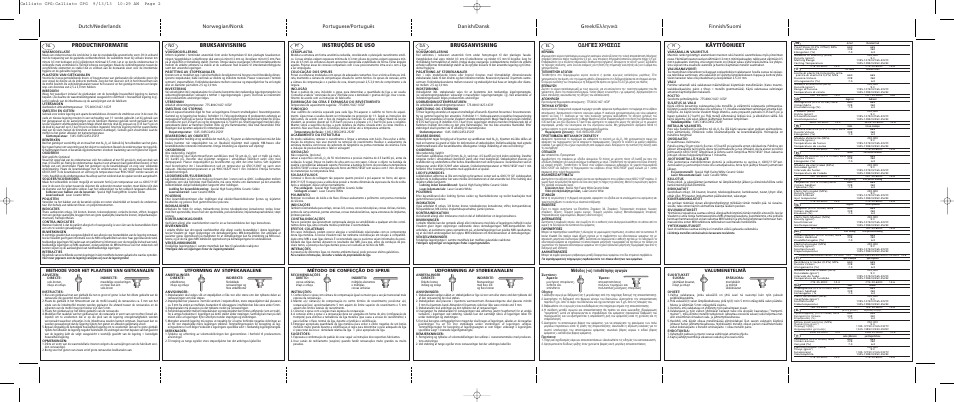 Productinformatie, Bruksanvisning, Instruções de uso | Brugsanvisning, Greek, Käyttöohjeet, Π∂™ ãƒ∏™eø, ª¤ıô‰ô˜ (-ôè) ùôôı¤ùëûë˜ ·áˆáòó, Valumenetelmä, Udformning af støbekanalen | Ivoclar Vivadent Callisto CPG User Manual | Page 2 / 2