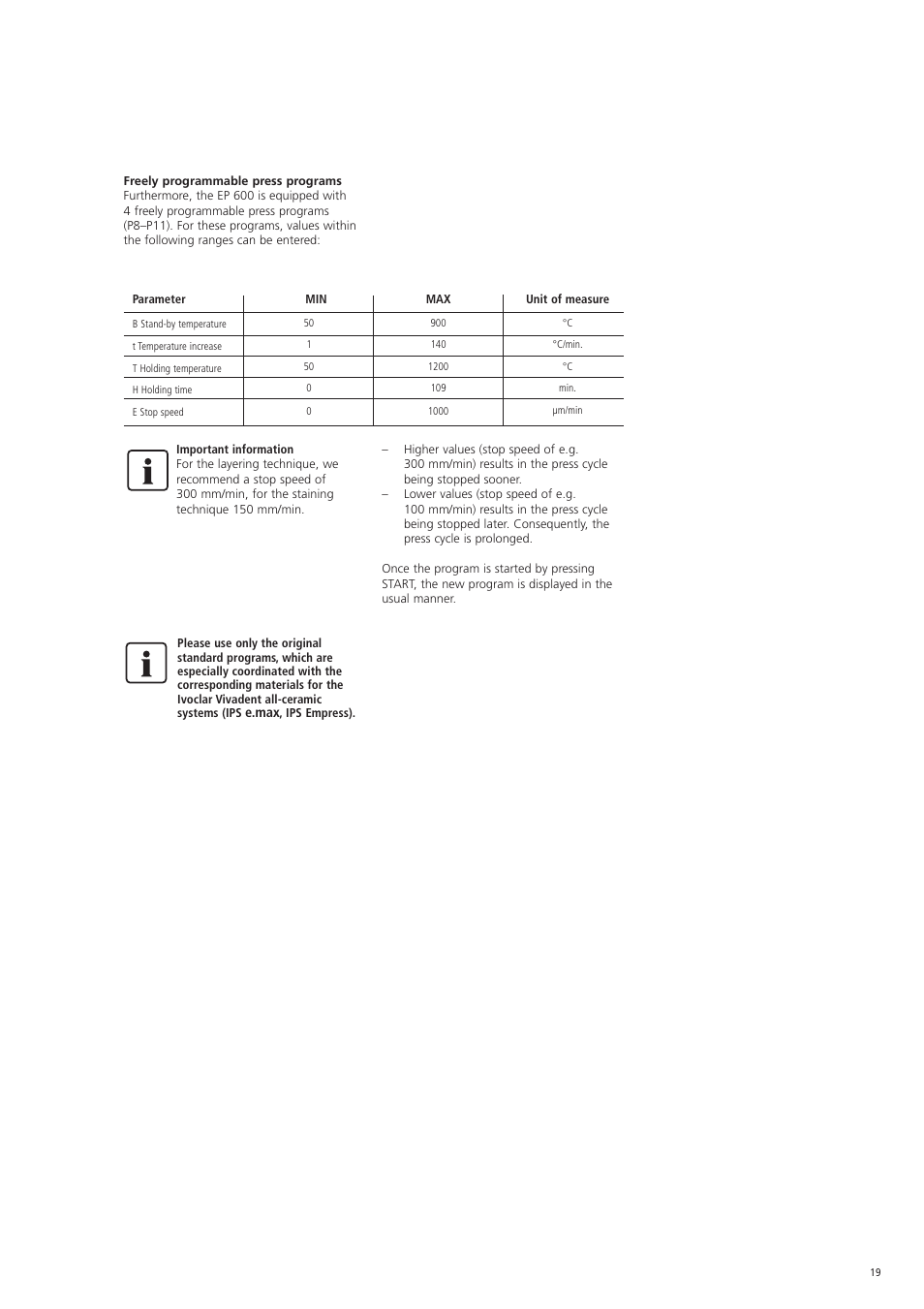 Ivoclar Vivadent EP 600 User Manual | Page 19 / 36