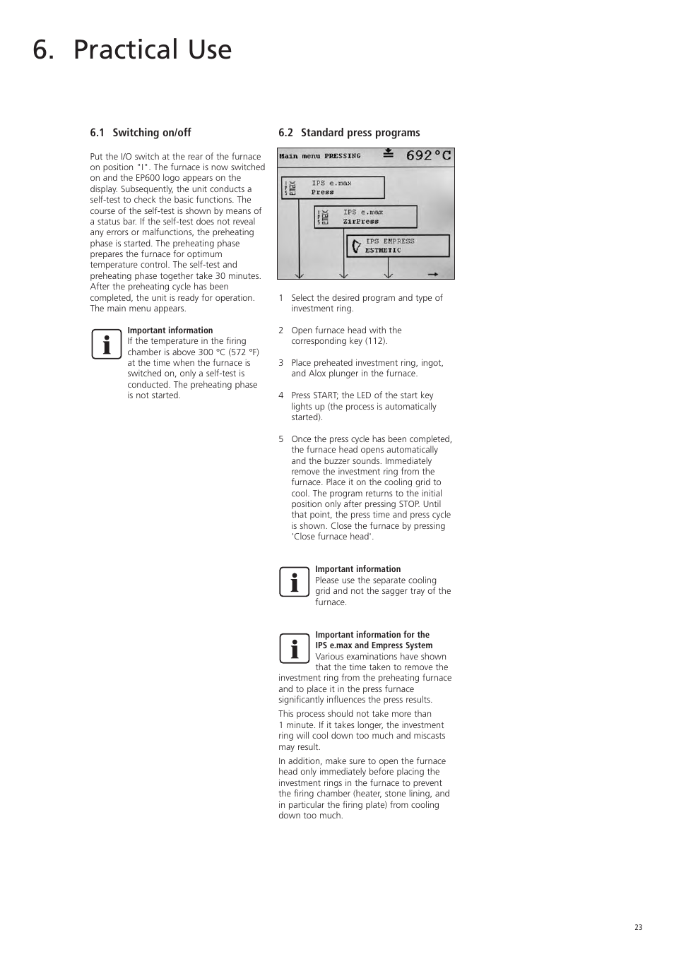 Practical use | Ivoclar Vivadent EP 600 User Manual | Page 23 / 36