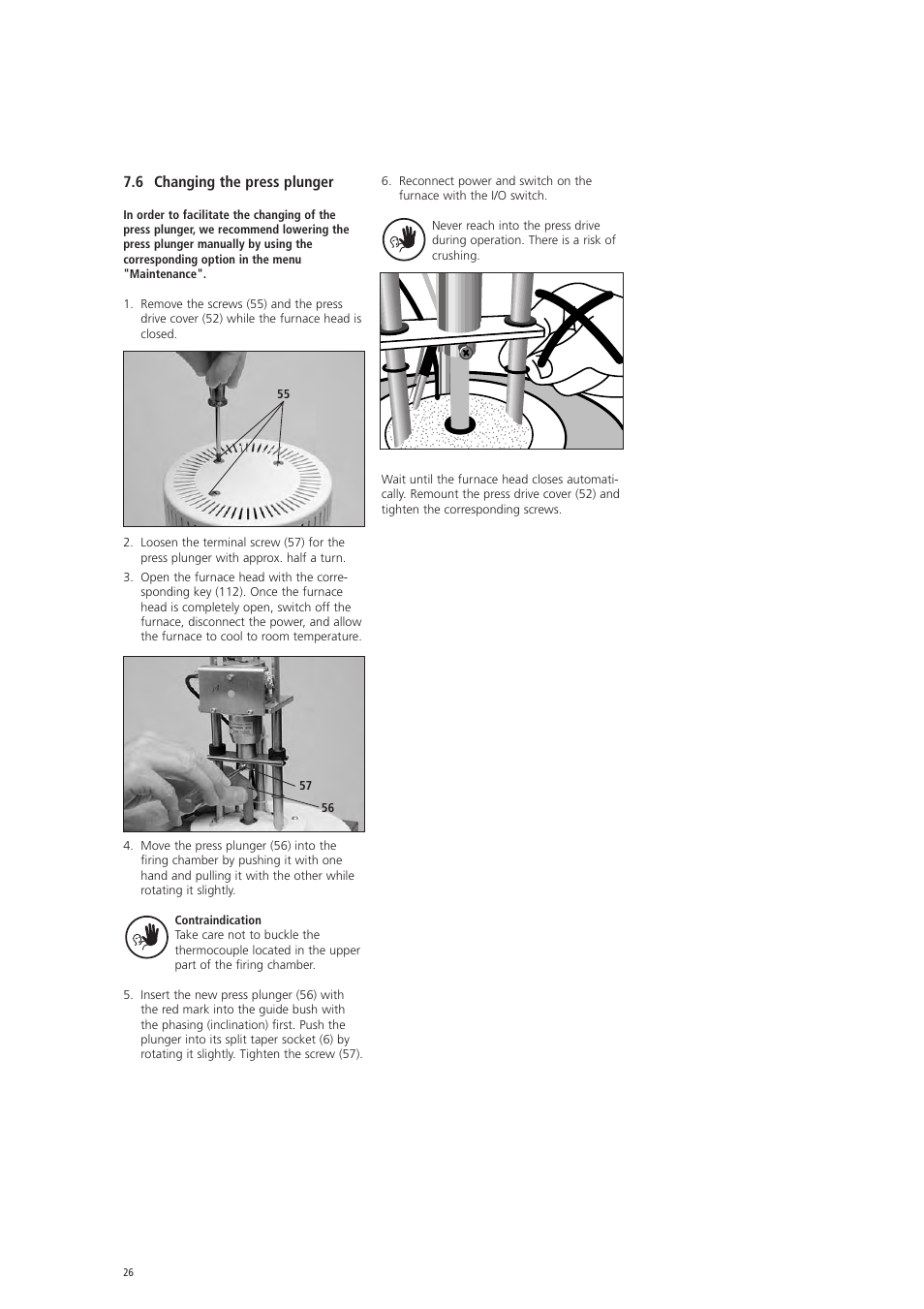 6 changing the press plunger | Ivoclar Vivadent EP 600 User Manual | Page 26 / 36
