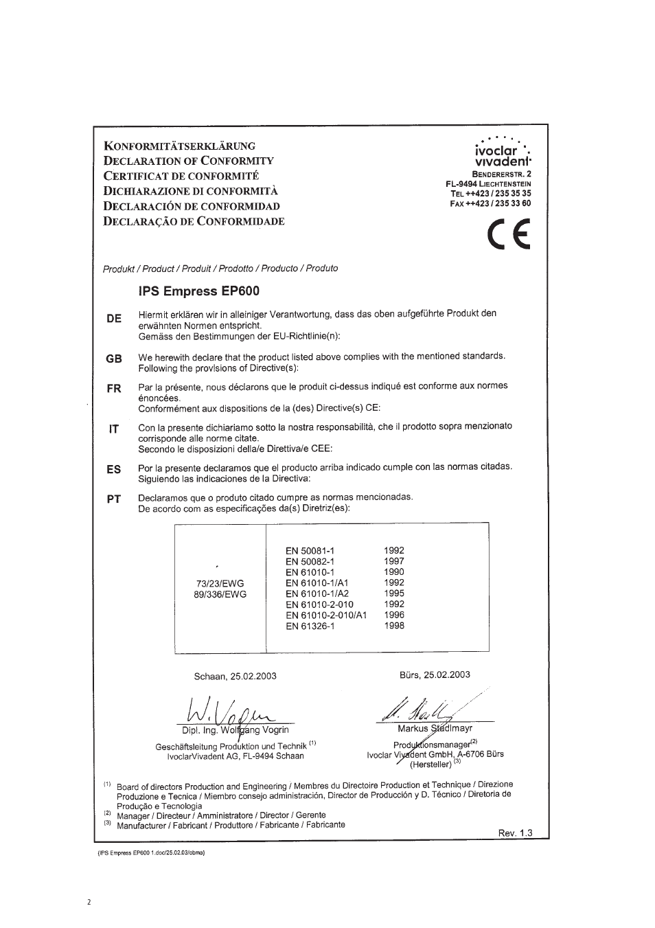 Ivoclar Vivadent EP 600 Combi User Manual | Page 2 / 40