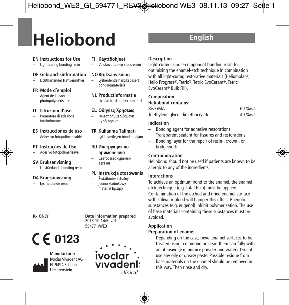 Ivoclar Vivadent Heliobond User Manual | 36 pages