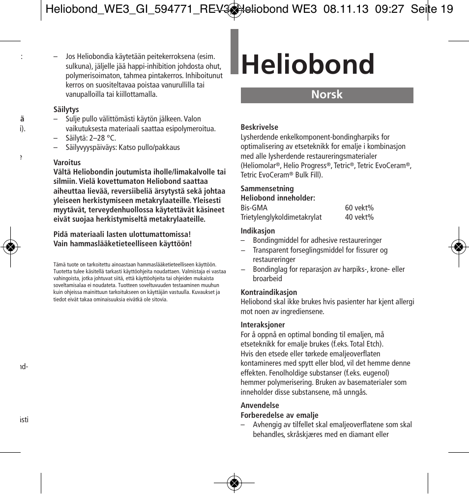 Norsk, Heliobond | Ivoclar Vivadent Heliobond User Manual | Page 19 / 36