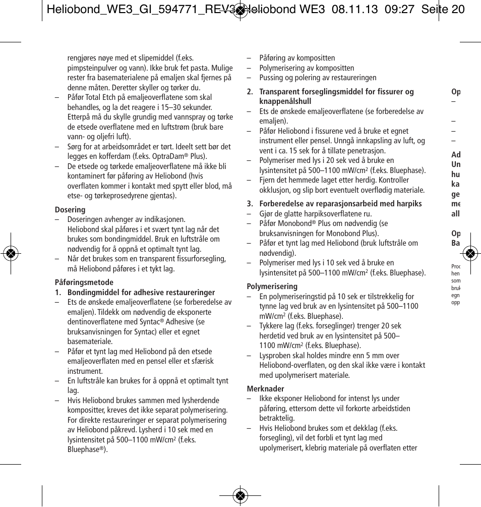 Ivoclar Vivadent Heliobond User Manual | Page 20 / 36