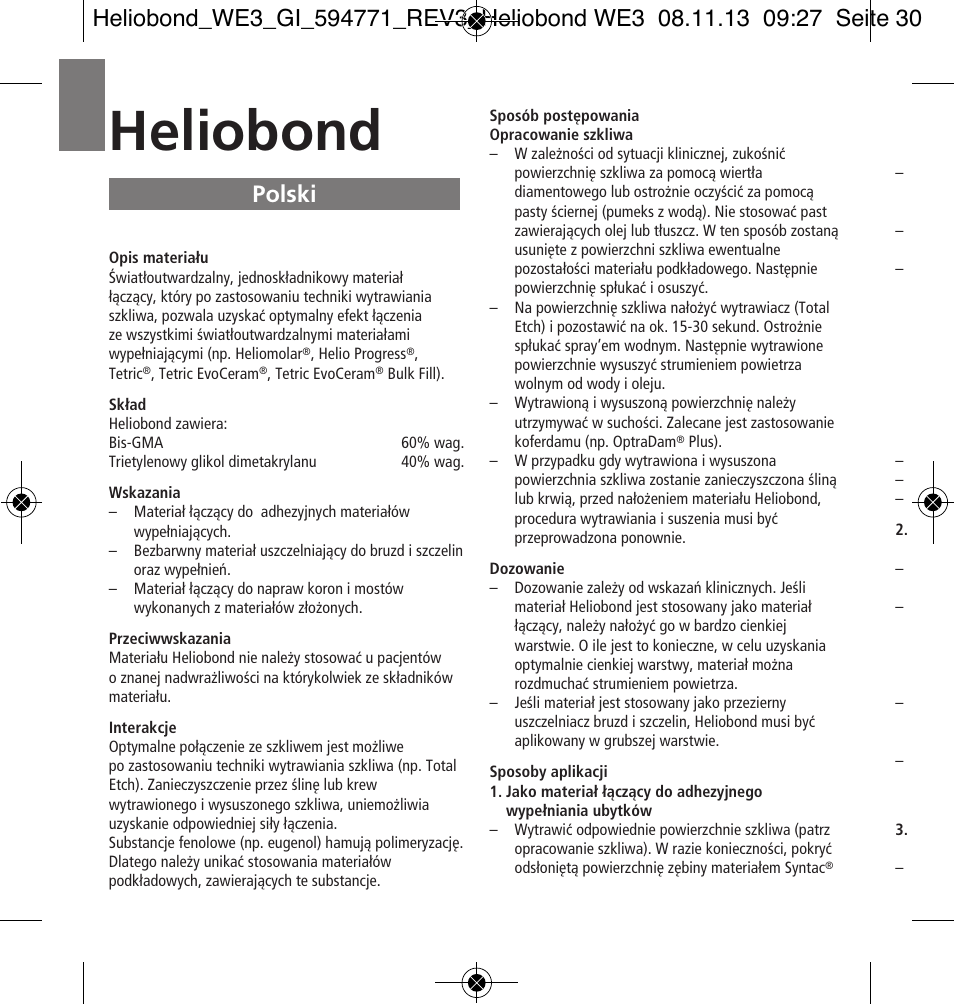 Polski, Heliobond | Ivoclar Vivadent Heliobond User Manual | Page 30 / 36