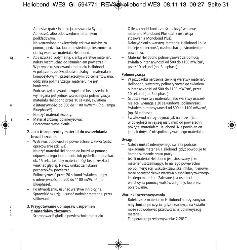 Ivoclar Vivadent Heliobond User Manual | Page 31 / 36