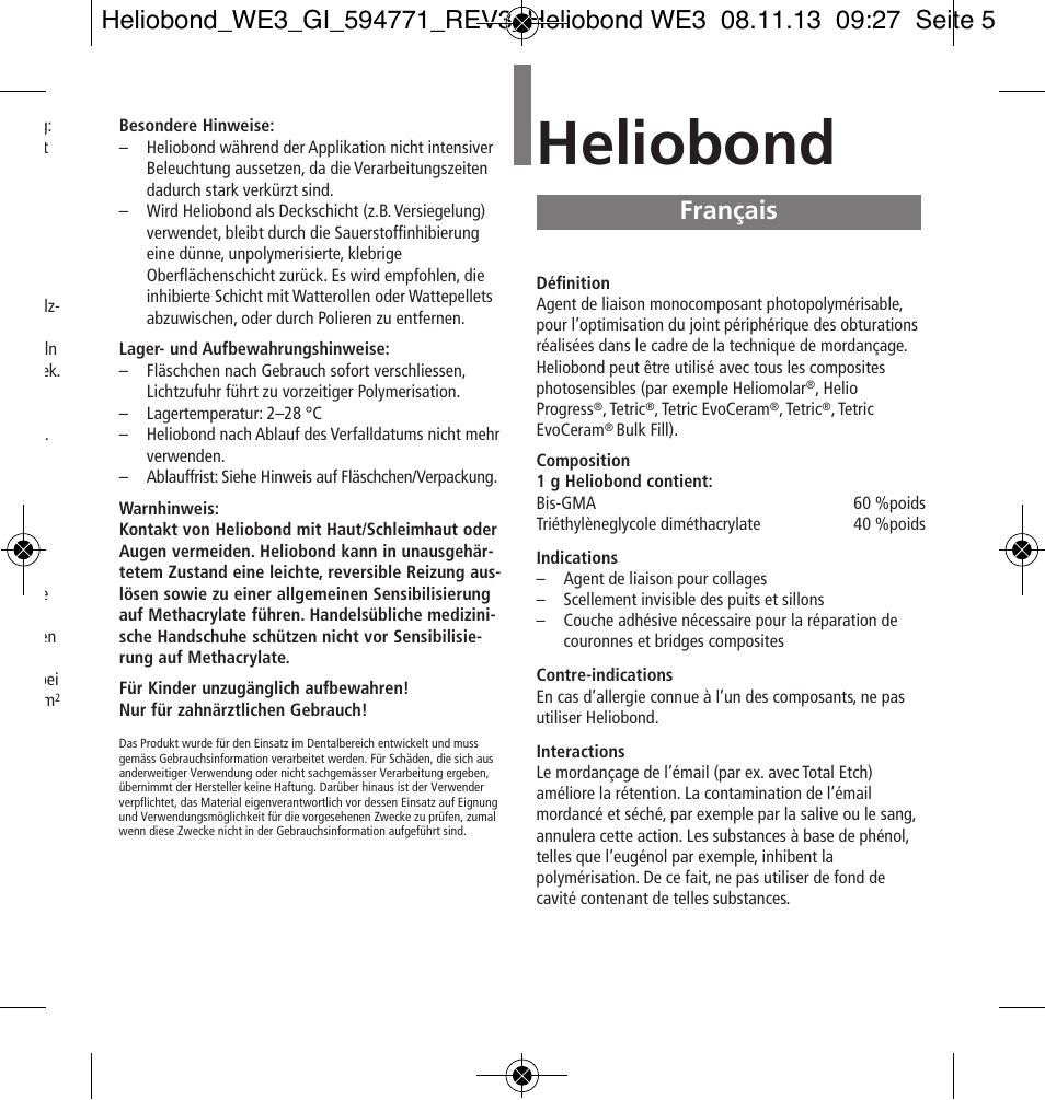 Français, Heliobond | Ivoclar Vivadent Heliobond User Manual | Page 5 / 36