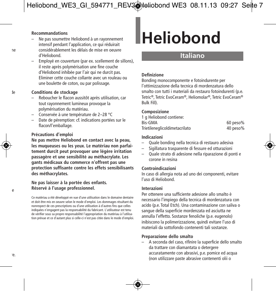 Italiano, Heliobond | Ivoclar Vivadent Heliobond User Manual | Page 7 / 36