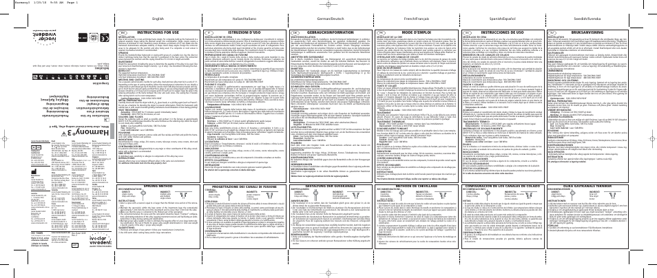 Ivoclar Vivadent Harmony 3 User Manual | 2 pages