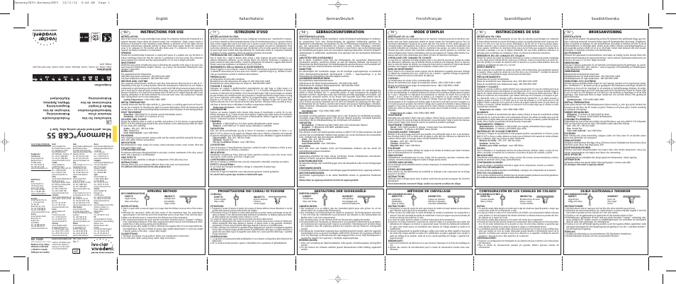 Ivoclar Vivadent Harmony C&B 55 User Manual | 2 pages