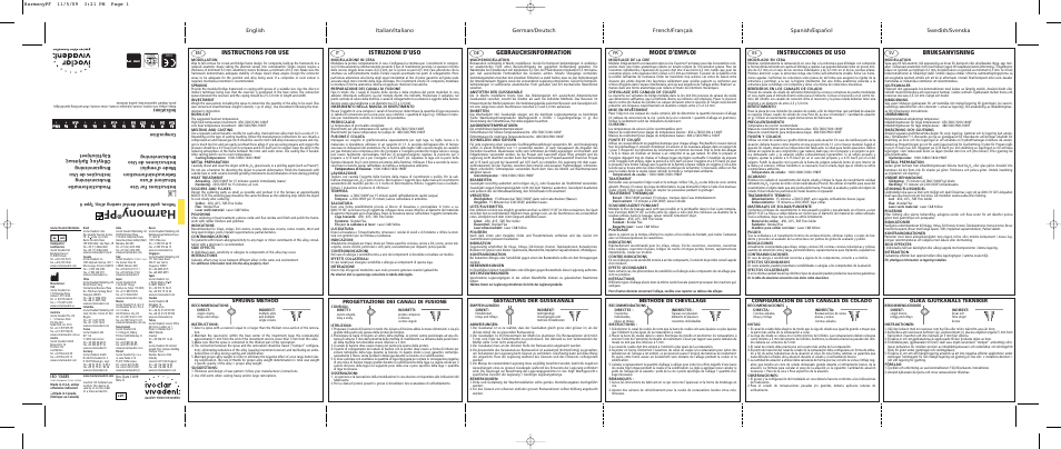 Ivoclar Vivadent Harmony PF User Manual | 2 pages