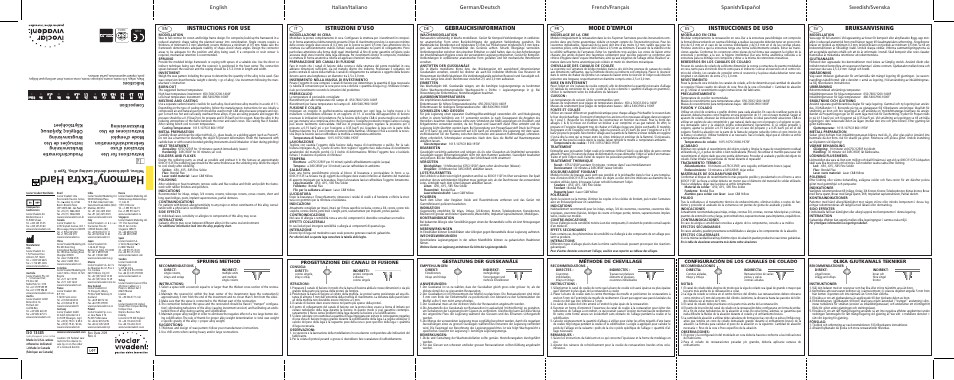 Ivoclar Vivadent Harmony X-Hard User Manual | 2 pages