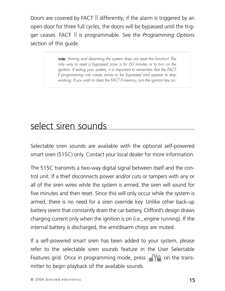 Select siren sounds | CLIFFORD Arrow 5.1 User Manual | Page 18 / 38