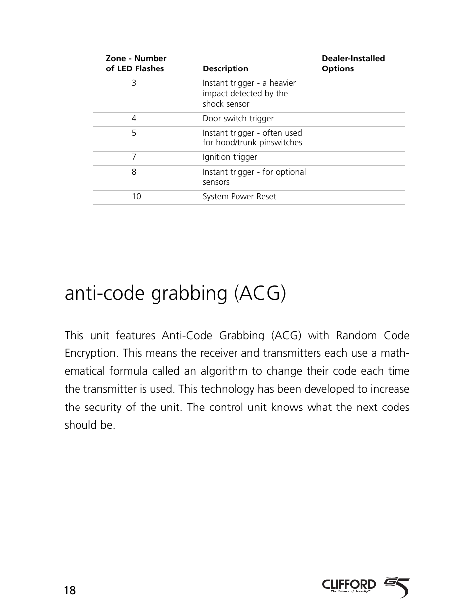 Anti-code grabbing (acg) | CLIFFORD Arrow 5.1 User Manual | Page 21 / 38