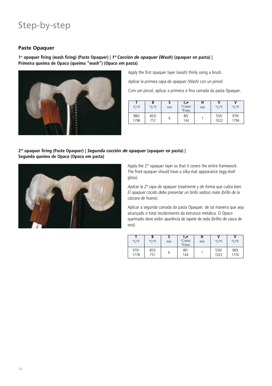 Step-by-step, Paste opaquer | Ivoclar Vivadent IPS Classic User Manual | Page 14 / 24