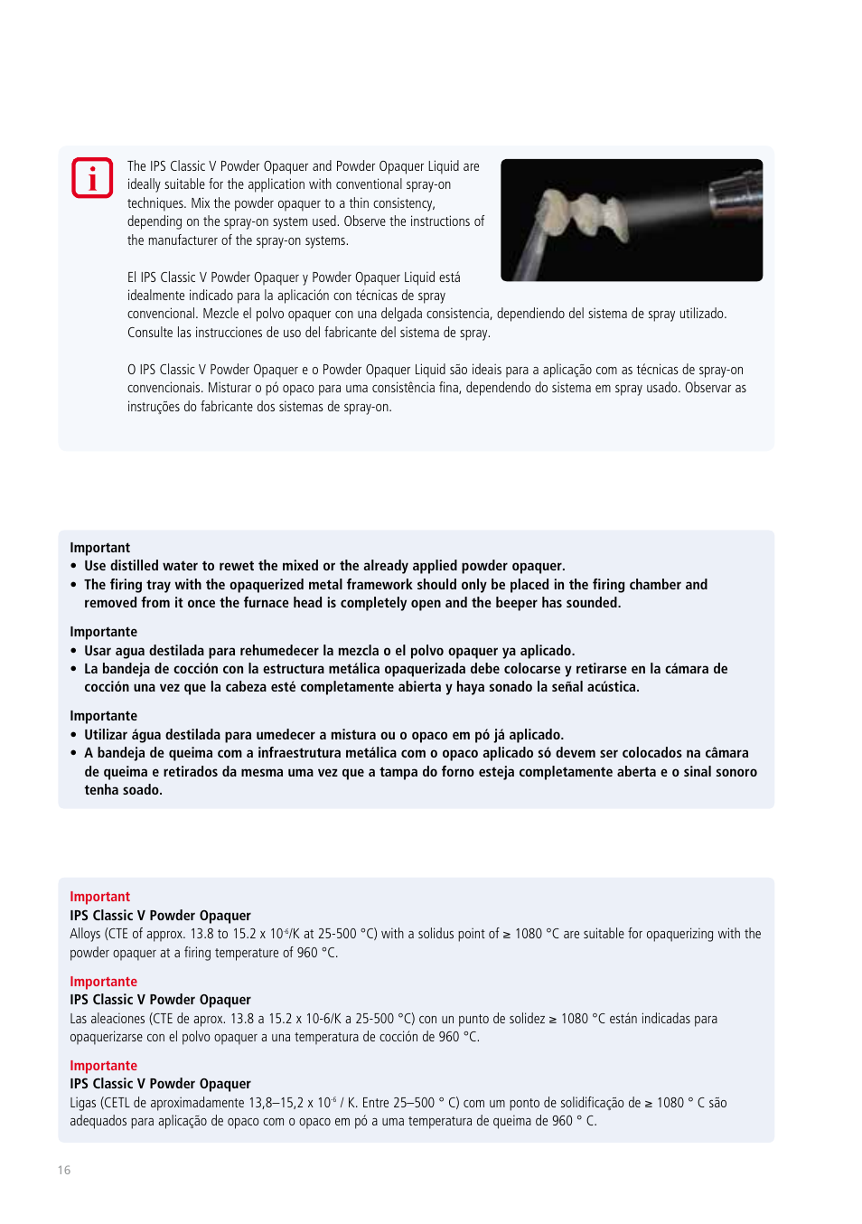 Ivoclar Vivadent IPS Classic User Manual | Page 16 / 24