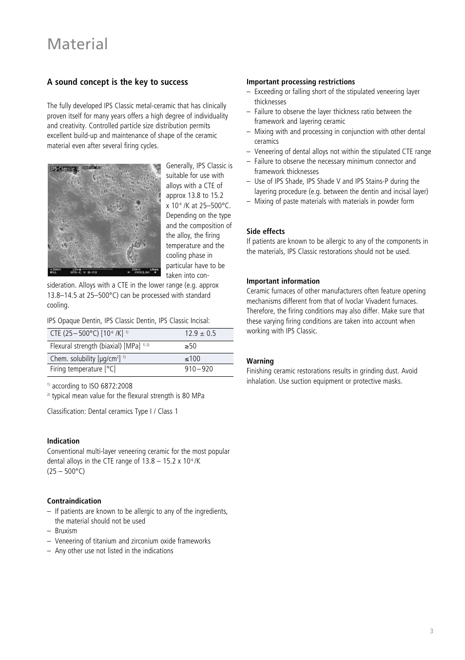 Material, A sound concept is the key to success | Ivoclar Vivadent IPS Classic User Manual | Page 3 / 24