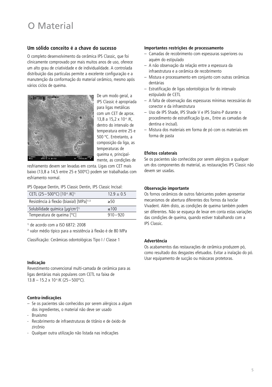 O material, Um sólido conceito é a chave do sucesso | Ivoclar Vivadent IPS Classic User Manual | Page 5 / 24