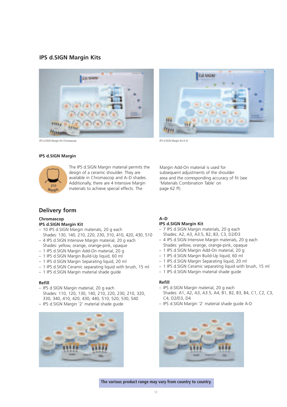 Ips d.sign margin kits, Delivery form | Ivoclar Vivadent IPS d.SIGN User Manual | Page 12 / 68