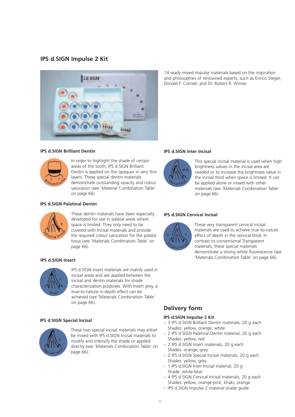 Ips d.sign impulse 2 kit, Delivery form | Ivoclar Vivadent IPS d.SIGN User Manual | Page 15 / 68